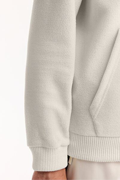 Avva Men's Ecru Hooded Soft Touch Fleece Regular Fit Sweatshirt A52Y1268