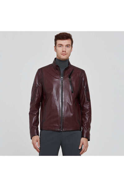 Tergan Bordo Hakiki Deri Erkek Hakiki Deri Mont - E22KDM310340-Q4N