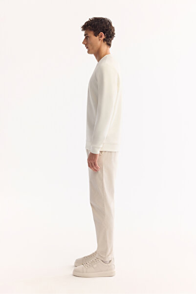 Avva Ανδρικό φούτερ με λαιμόκοψη από βαμβακερό εκρού, διπλό ελαστικό, εμπριμέ, κανονική εφαρμογή A52Y1289