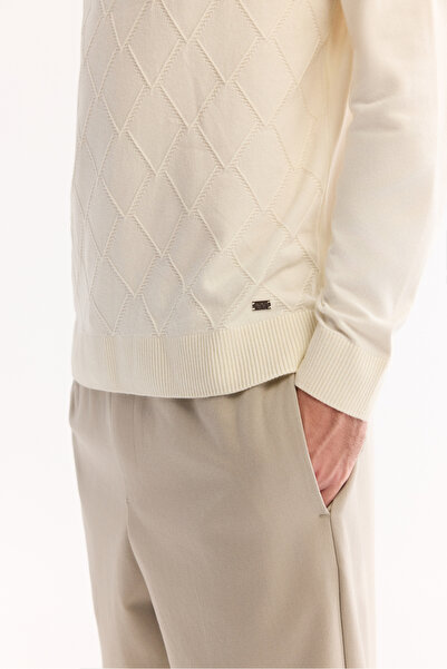 Avva Men's Ecru Half Turtleneck Wrinkle-Free Soft Touch Sweater A52Y5028