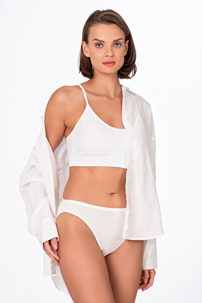 Kompedan Women's Cotton Modal Slip Panties |   Ecru K23924