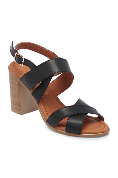 Tergan Siyah Hakiki Deri Kadın Sandalet - K24Y1AY67245-A23