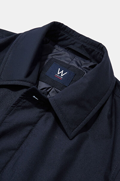 W Collection Buttoned Dark Blue Overcoat