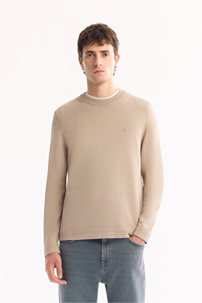 Avva Pulover pentru bărbați din amestec de raion, cu gât rotund, fără pilling, tricotaj cu croială normală A52Y5001