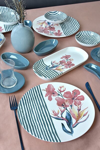 Keramika Set de mic dejun Blue Line 28 piese pentru 6 persoane