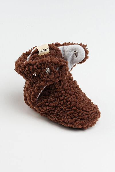 pufien Pelrous Brown Slippers - Non-Slip Sole, Organic Cotton Lining for Baby