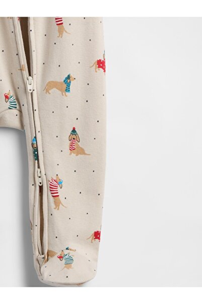 GAP Bebek Koyu Bej İşlemeli Desenli Tulum