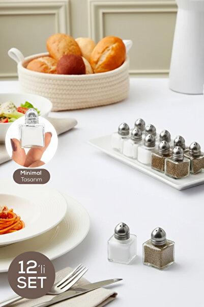 Vienev 12'li Mini Kare Tuzluk ve Biberlik Seti
