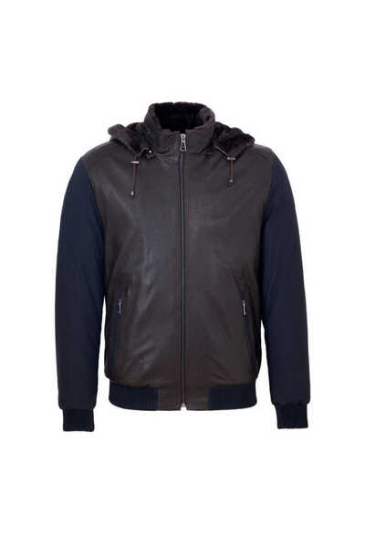 Tergan Kahve Hakiki Deri Erkek Hakiki Deri Mont - E23KKM310459-Q9T