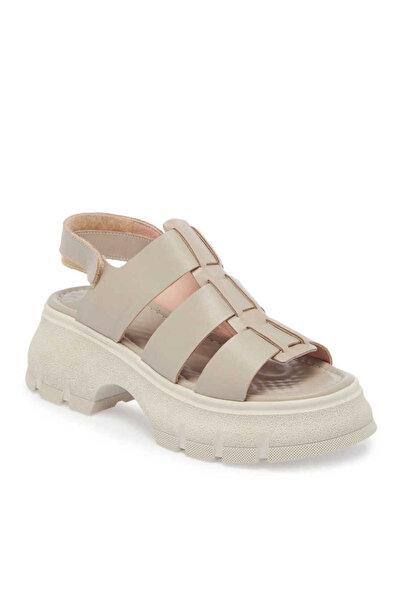 Tergan Bej Hakiki Deri Kadın Sandalet - K24Y1SN67154-S5Y