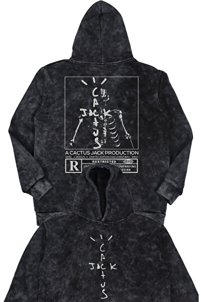 Fuddy Moda سويت شيرت جاك كاكتوس كبير الحجم للجنسين - مطبوع من الخلف، هودي، قا...