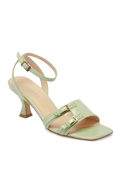 Tergan Yeşil Hakiki Rugan Deri Kadın Topuklu Ayakkabı - K24Y1AY67185-B8R