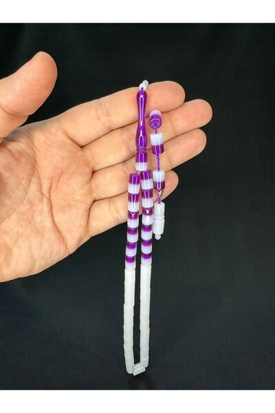 Anemore Collection MOR BEYAZ GEÇİŞLİ TOZ AMBAR ROSARĂ TĂIȚĂ 11MMX7MM T-693