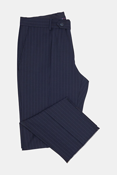 W Collection Dark Blue Striped Regular Fit Suit