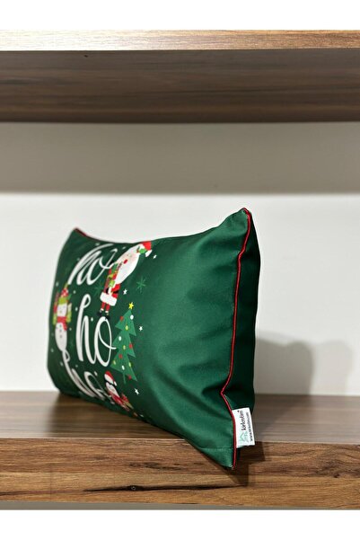 KIRLENTİM Winter-New Year-H1258-3050 Green Background Ho Ho Snowman-Cushion-Filled