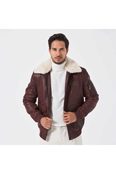 Tergan Kahve Deri-Kürk Erkek Deri Mont - E23KDM310496-R4W