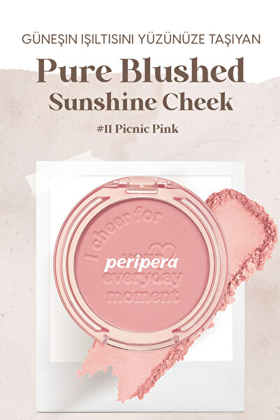 PERIPERA Pastel Tonlarda Sebum Dengeleyici Toz Allık PERIPERA Pure Blushed Sunshine Cheek (11Picnic Pink)