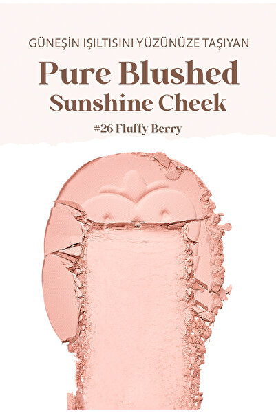 PERIPERA Pastel Tonlarda Sebum Dengeleyici Toz Allık Pure Blushed Sunshine Cheek (26 Fluffy Berry)