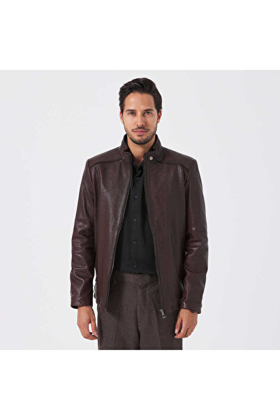 Tergan Kahve Hakiki Deri Erkek Hakiki Deri Mont - E23KDM310504-R4W