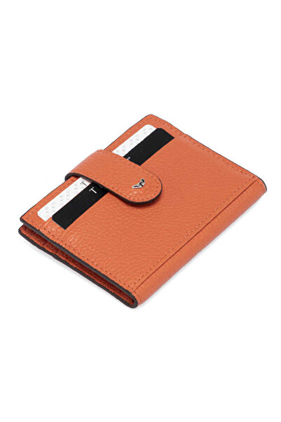 Tergan Orange Genuine Leather Men's Credit Card Holder - S1Kk00001617-J35