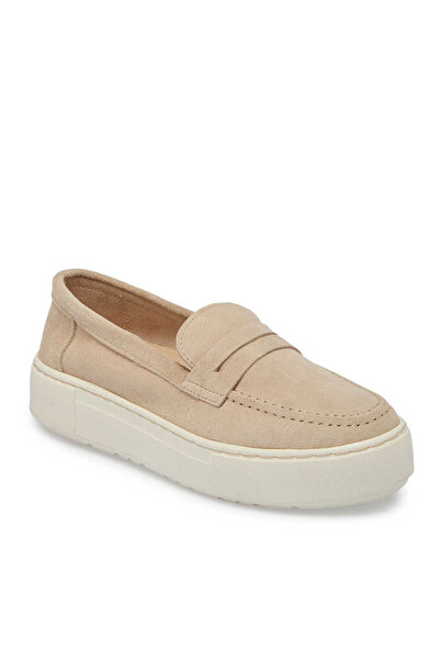 Tergan Bej Hakiki Süet Deri Kadın Loafer - K24S1AY67576-T86