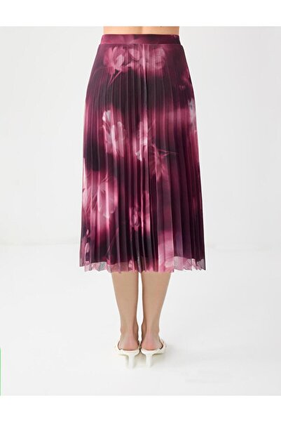 Jimmy Key Dusty Rose High Waist Pleated Relaxed Fit Midi Skirt