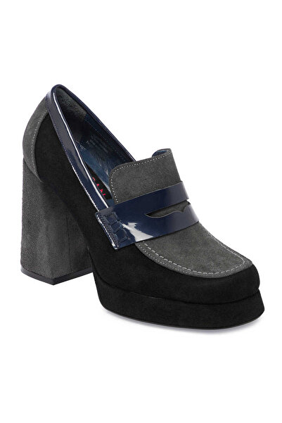 Tergan Siyah Hakiki Süet Deri Kadın Topuklu Ayakkabı - K24S1AY67539-A01
