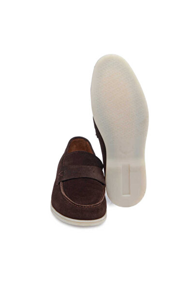 Tergan Kahve Hakiki Süet Deri Erkek Loafer - E24I1AY56788-B85