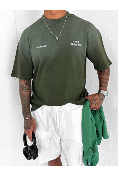 ablukaonline Ανδρικό μπλουζάκι Premium υφασμάτινο που πλένεται oversized Πράσινο