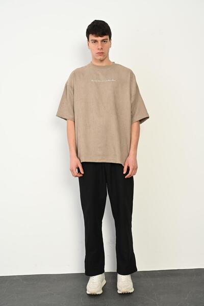 Rocqerx R-5767 Κοτλέ μπλουζάκι με λεπτομέρεια κεντήματος