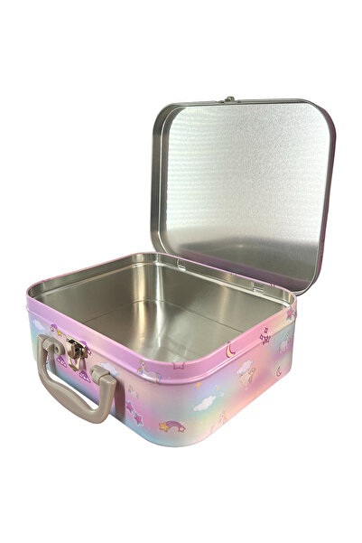 mystylee Unicorn Metal Box | Storage Box with Handle, Metal Organizer, 20.5X17X6.5 cm