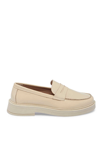 Tergan Ekru Hakiki Rugan Deri Kadın Loafer - K24S1AY67617-H4X