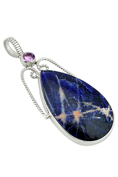 FashionBijoux 925 silver jewelry pendant with sodalite and amethyst