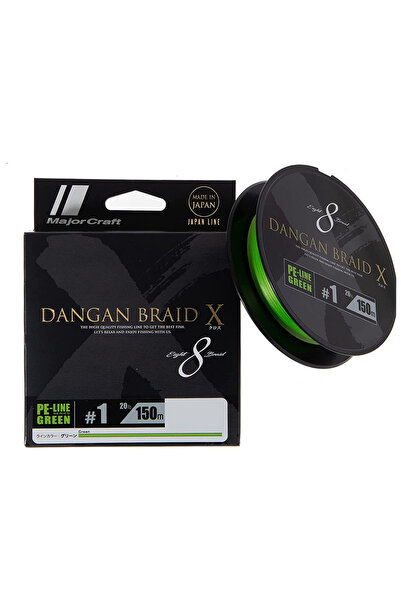 MAJOR CRAFT Dangan Braid X 8X İp Misina PE 1.0 0.13mm 20lb/9.07kg 150mt Yeşil