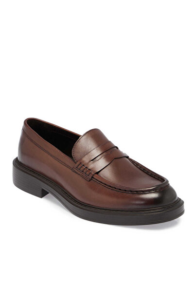 Tergan Kahve Hakiki Deri Erkek Loafer - E24S1AY57041-B90