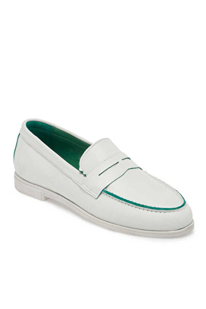 Tergan Beyaz Hakiki Deri Kadın Loafer - K24I1AY67366-A26