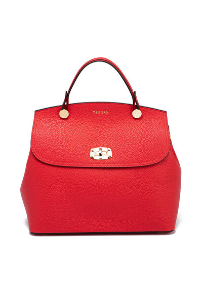 Tergan Kırmızı Hakiki Deri Kadın El Çantası - S25Y1BC79121-B68