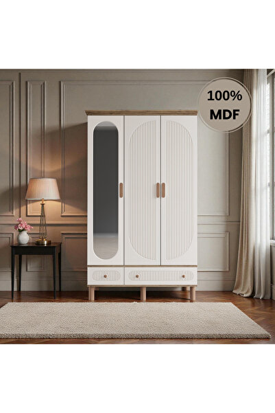 Home Comiet Sally 3 Kapaklı Aynalı MDF Çekmeceli Aytaşı Gardırop