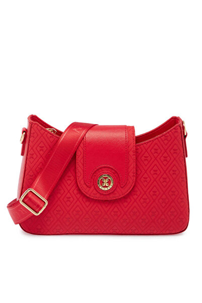 Tergan Kırmızı Print Kadın Çapraz Askılı Çanta - S24K1PR09153-S4R