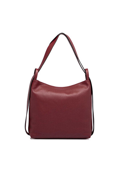 Tergan Burgundy Genuine Leather Women's Shoulder Bag - S25Y1Bc79910-M71