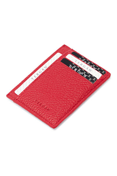 Tergan Red Leather Unisex Credit Card Holder - S1Kk00001676-B68