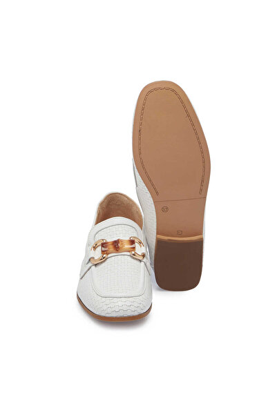 Tergan Beyaz Hakiki Deri Kadın Loafer - K25I1AY68032-A26
