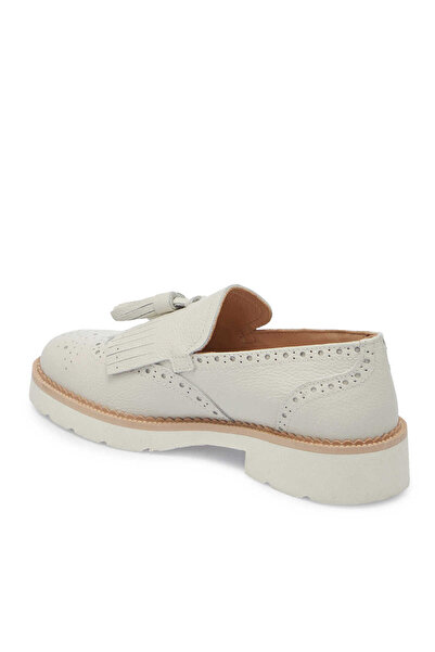Tergan Beyaz Hakiki Deri Kadın Loafer - K25I1AY68027-N3O