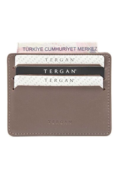 Tergan Beige Genuine Leather Unisex Credit Card Holder - S1Kk00001050-V62