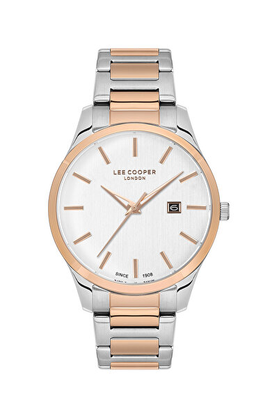 Lee Cooper Erkek Saati, Gümüş Kadran, Rose Gold Kasa, Rose Gold Kordon,Multif...