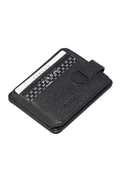 Tergan Suport pentru carduri de credit pentru bărbați din piele naturală neag...