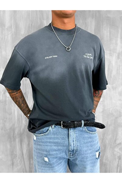 ablukaonline Ανδρικό μπλουζάκι Premium υφασμάτινο που πλένεται oversized μαύρο