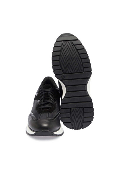 Tergan Siyah Deri-Tekstil Kadın Sneaker - K24I1AY67492-A23