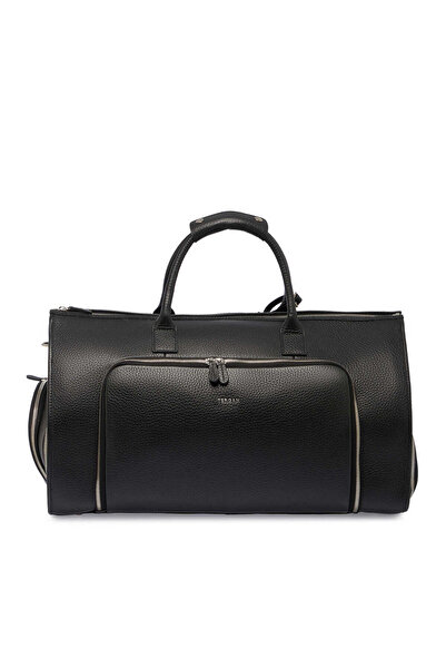 Tergan Siyah Hakiki Deri Unisex Seyahat Çantası - S1SC00021504-A41