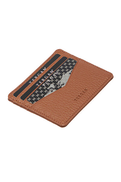 Tergan Θήκη πιστωτικής κάρτας Unisex από γνήσιο δέρμα Tan - S1KK00001665-B67